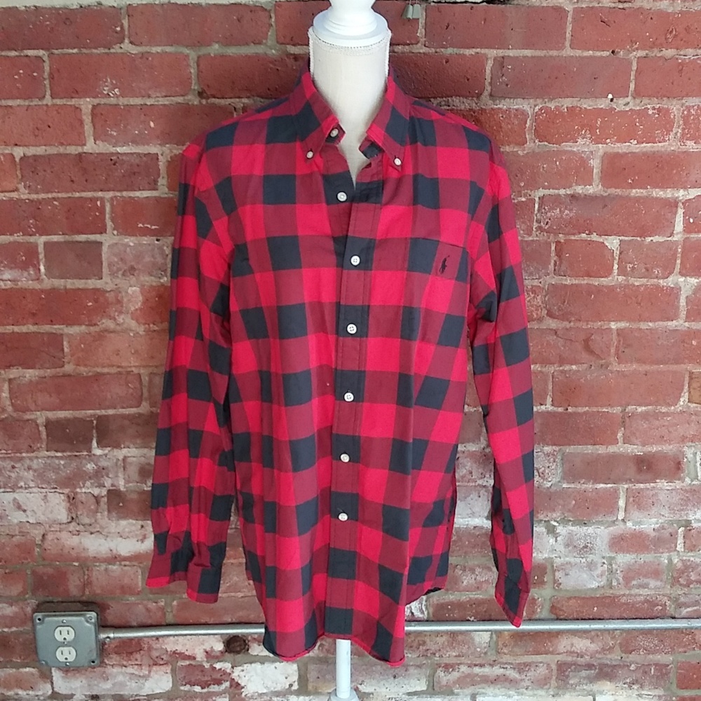 Ralph Lauren 100% Cotton Red & Black Buffalo Plaid Button-up Shirt